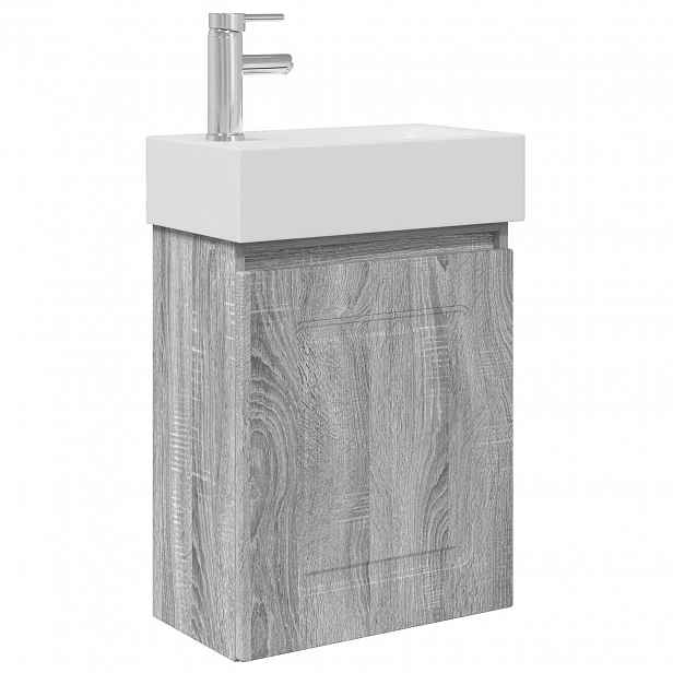 vidaXL Koupelnová skříňka s baterií Šedý Sonoma 45,5 x 22,5 x 84 cm