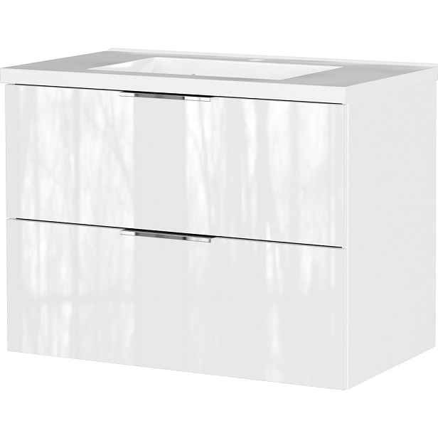 Bílá lesklá závěsná skříňka pod umyvadlo 81x61 cm Celano – Germania