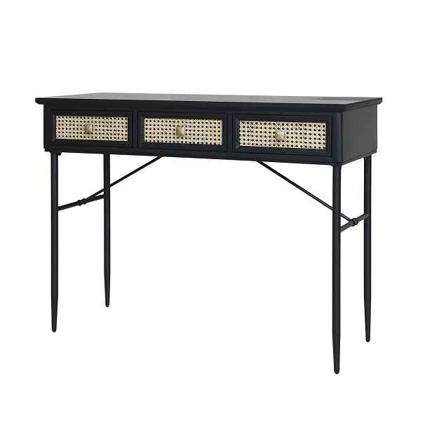 Černý antik dřevěný psací stůl s kovovými nohami Chic - 110*42*80 cm Chic Antique
