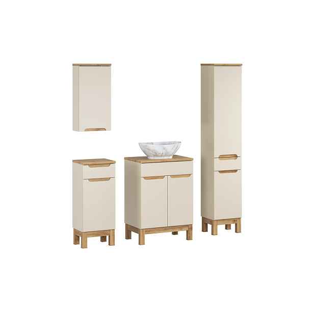 Comad Koupelnová sestava Bali Casad Pati s deskou, umyvadlem a skříňkami 60 cm kašmírová/dub wotan