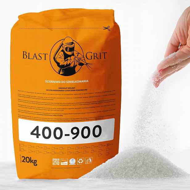 Sklo pro čištění skel 400-900 µ m skleněný křemenný písek 20 kg Pzh