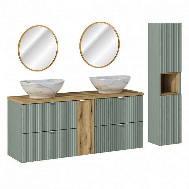 Petits-meubles KOUPELNOVÝ NÁBYTEK 140.4cm Jade 2er-Set Zelená a dřevo