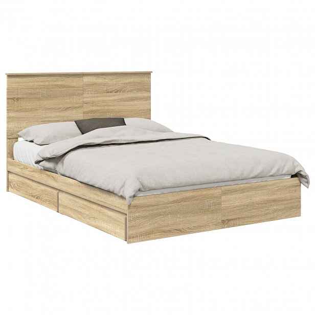 vidaXL Postel s úložným prostorem se zásuvkou Sonoma dub 140 x 200 cm