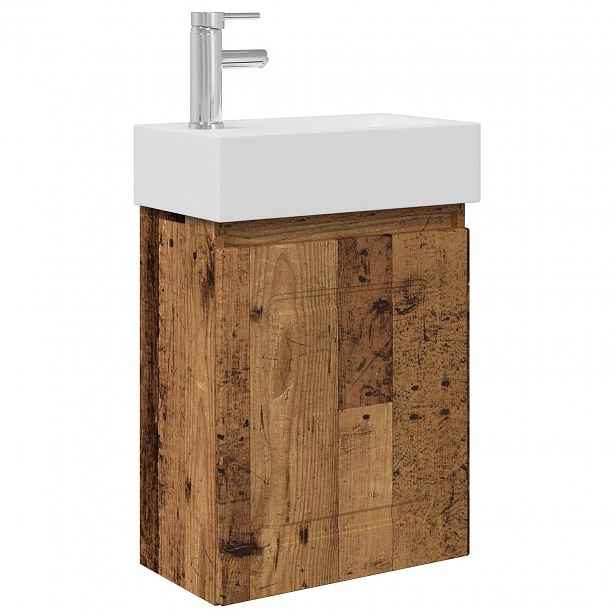 vidaXL Koupelnová skříňka s baterií Staré dřevo 45,5 x 22,5 x 84 cm