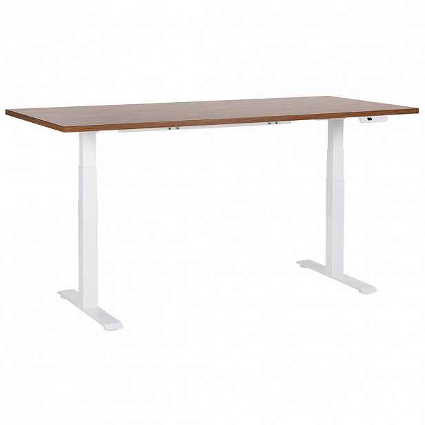 Beliani PSACÍ STŮL hnědobílý 180/72 cm elektrický výškově nastavitelný Destin III