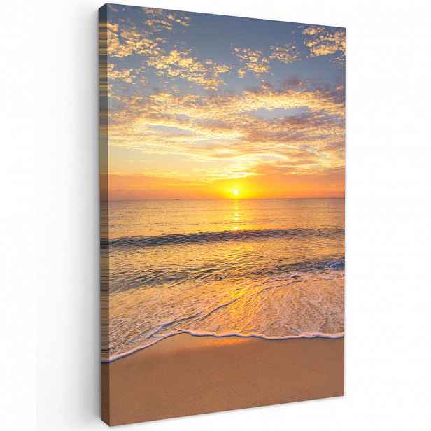 MuchoWow OBRAZ NA PLÁTNĚ Pláž - Západ slunce - Moře 60x90 cm