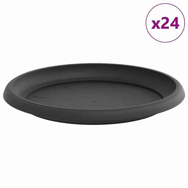 vidaXL Kruhový květinový tácek 24 ks Černá Ø 23,5 x 2,5 cm Plast