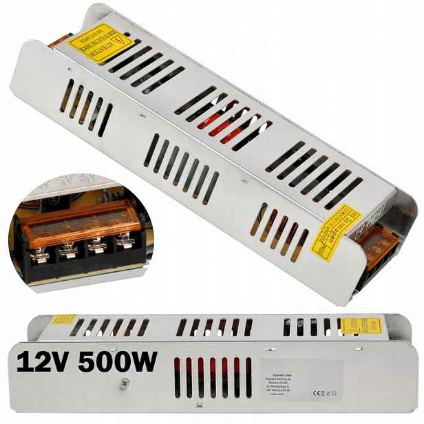 Montážní zdroj 12V 40A 500W pro Led modulární IP20 DC transformátor