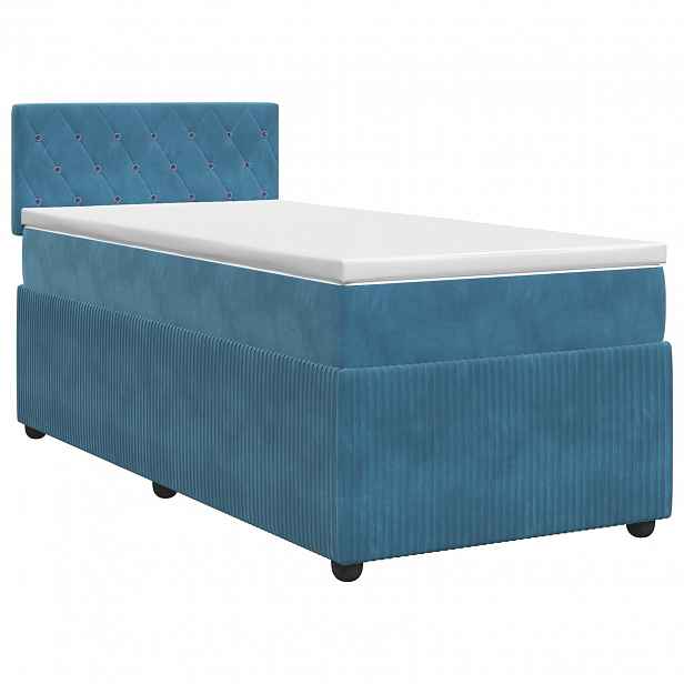 vidaXL Postel boxspring s matrací Tmavě modrá 100 x 200 cm Samet