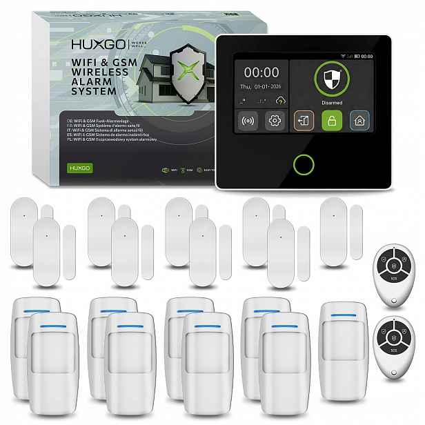 Bezdrátový alarm WiFi Gsm 4G s aplikací Tuya, Huxgo HXA502 4G B