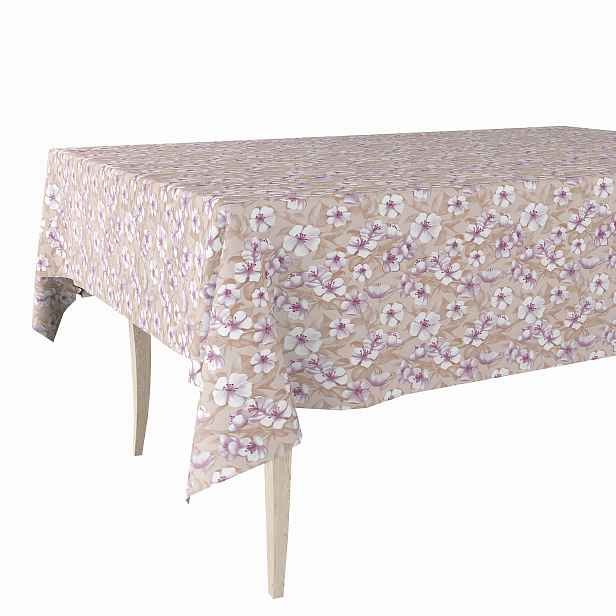 Cerata Tlustá Premium Ubrus Na Polyesteru Béžová Fialová Růžová Květy 140x400