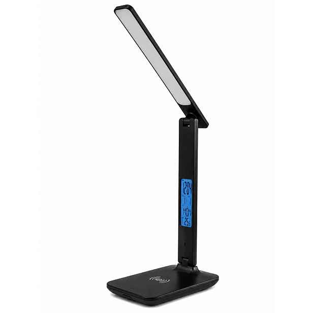 Led stolní lampa 460 lm indukční nabíječka hodiny kalendář