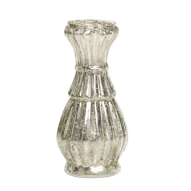 Rtuťová antik skleněná dekorační vázička Vallia - Ø 6*13 cm Chic Antique