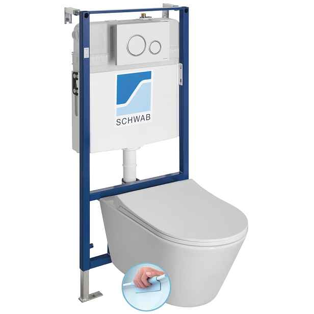 Sapho AVVA závěsné WC Rimless s podomítkovou nádržkou a tlačítkem Schwab, bílá