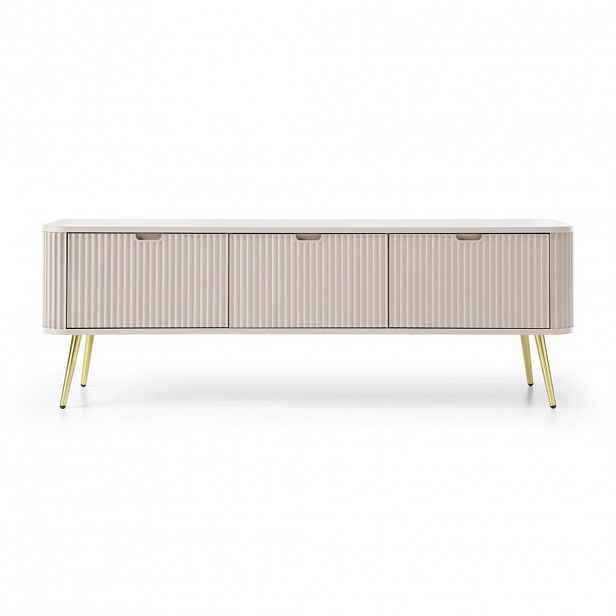 Selsey TV stolek Zova šedobéžový se zlatými nohami 168/56/39 cm