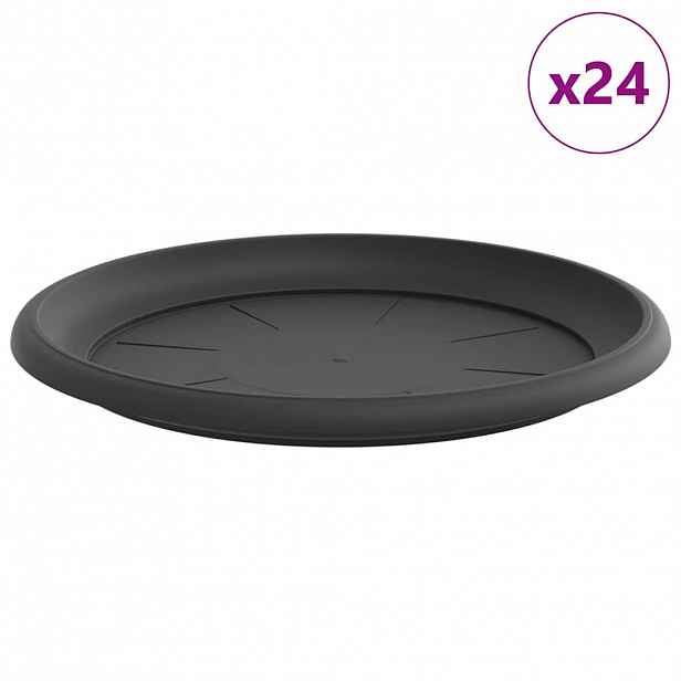 vidaXL Kruhový květinový tácek 24 ks Černá Ø 27 x 2,5 cm Plast