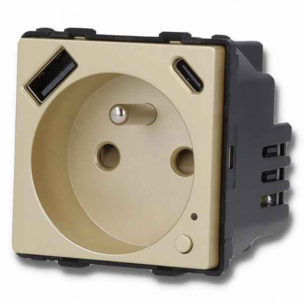 Zásuvka s kolíkem pro měření energie WiFi Tuya Usb A+c zlatá DC Smart Home