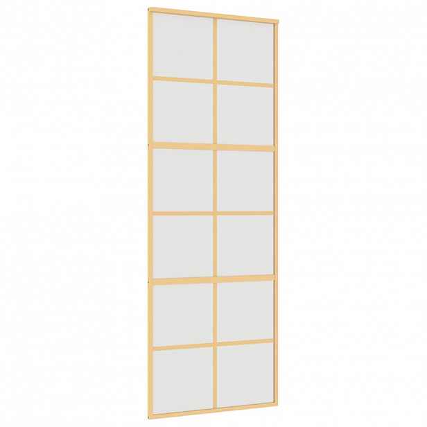 vidaXL Posuvné dveře zlaté 76 x 205 cm mléčné ESG sklo a hliník