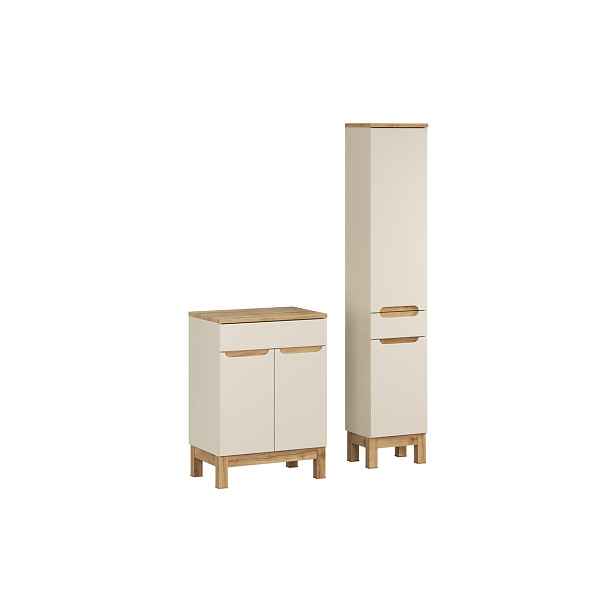 Comad Koupelnová sestava Bali Casad s deskou a skříňkami 60 cm kašmírová/dub wotan