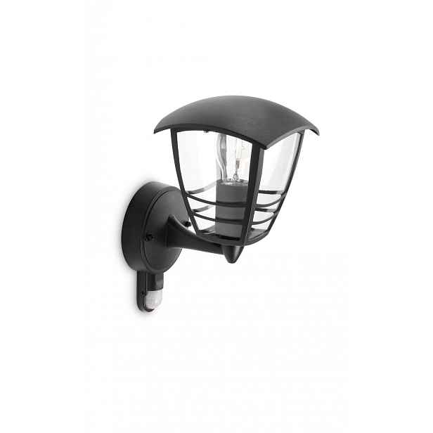 Philips myGarden - Nástěnná venkovní lucerna 29x18 cm, E27, se senzorem, černá 915002791102