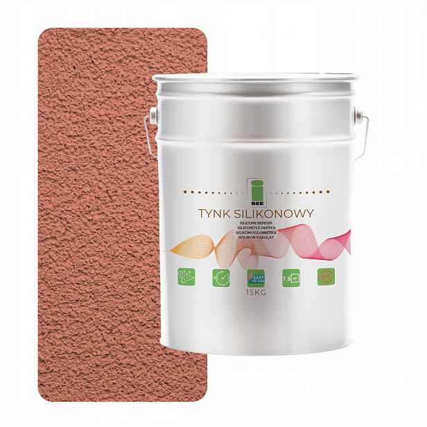 Silikonová Fasádní Omítka Zesílená Lososová Tmavá 1.5 MM, Trvanlivá, 15 Kg