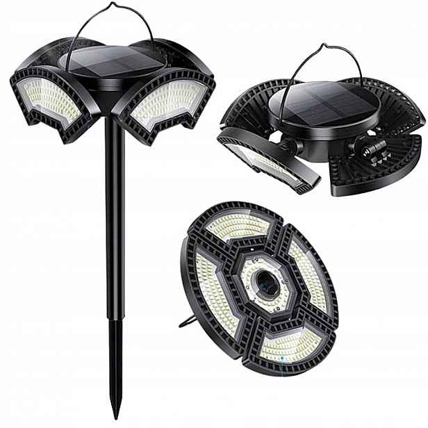 Solární Zahradní Lampa Zapichovací, závěsná, 304 Led, reflektor Halogen 50 cm, IP65