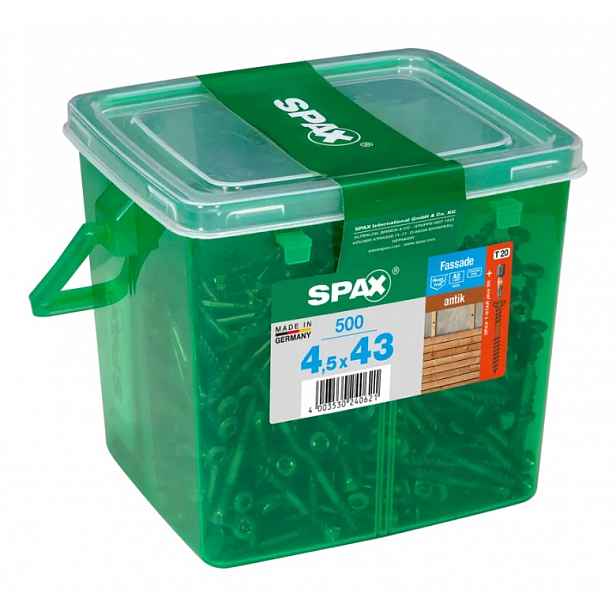 Šrouby Spax pro fasádní desku 4,5x43 mm,A2,TX staré zlato, kbelík 500ks