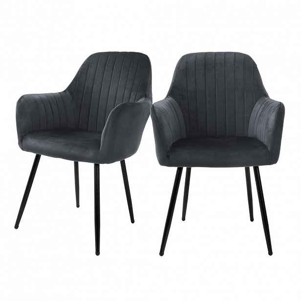 ML-DESIGN JÍDELNÍ ŽIDLE, sada 2 ks, šedý samet