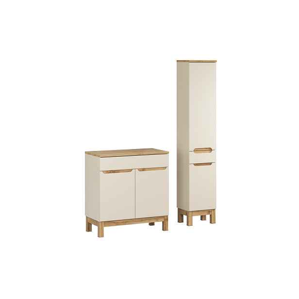 Comad Koupelnová sestava Bali Casad s deskou a skříňkami 80 cm kašmírová/dub wotan