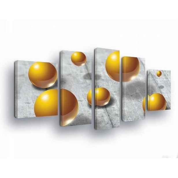 Obraz 170x100 Abstrakce Zlaté 3D koule Šedá Textura Polyptychu Moderní
