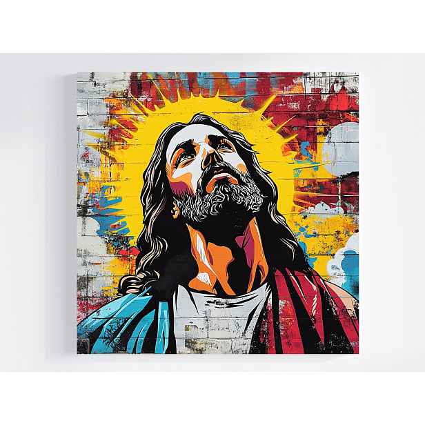 Obraz Na Plátně Canvas Cihlová Zeď Graffiti Street Art Portrét Ježíš 50x50