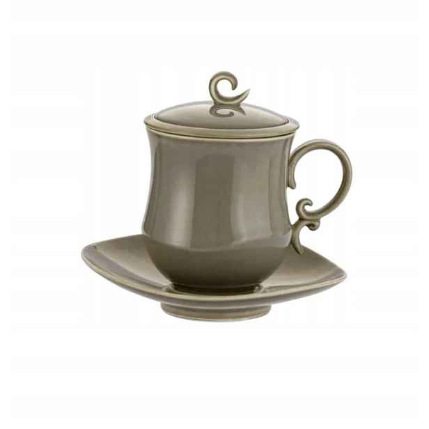 Porcelánový hrnek se sítkem, pokličkou a podšálkem 380 ml, vintage styl, dárek