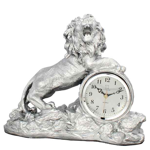Stojanový krbový hodinový stojan, keramický, retro, stříbrný, 23 cm, velký Livello Lev