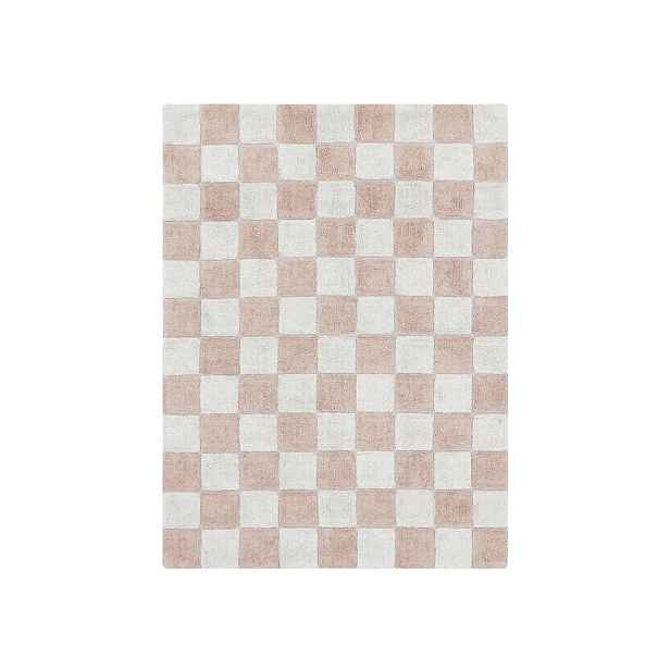 Světle růžovo-krémový pratelný ručně tkaný bavlněný koberec 120x160 cm Kitchen Tiles Rose – Lorena Canals
