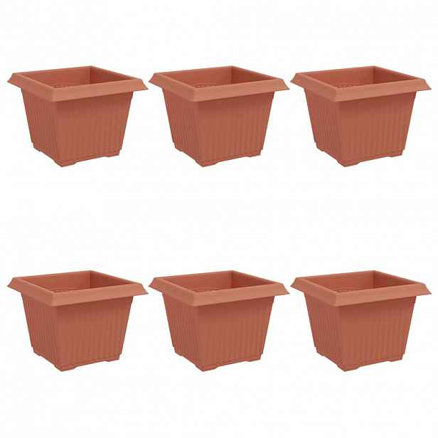 vidaXL Čtvercový květináč 6 ks Cihlově červená 23 x 23 x 17,5 cm Plast