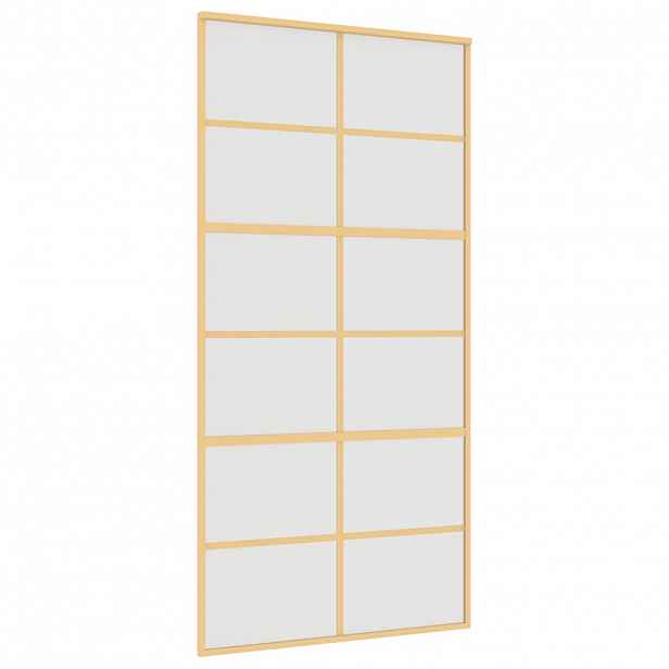 vidaXL Posuvné dveře zlaté 102,5 x 205 cm mléčné ESG sklo a hliník