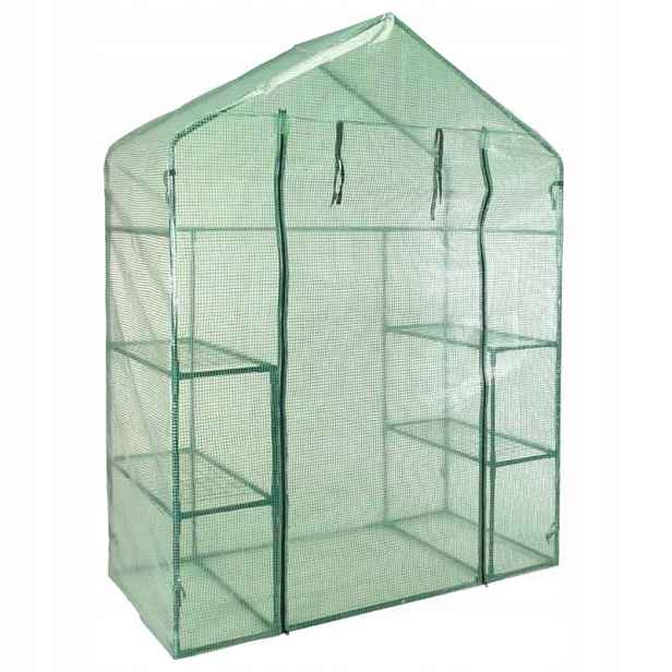 Fóliový zahradní skleník 4 police domeček zelený 143x73x195 cm