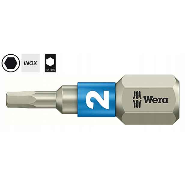 Nerezový imbusový bit 2 mm x 25 mm 1/4" Hex-Plus Inox 3840/1 Ts 071071 Wera
