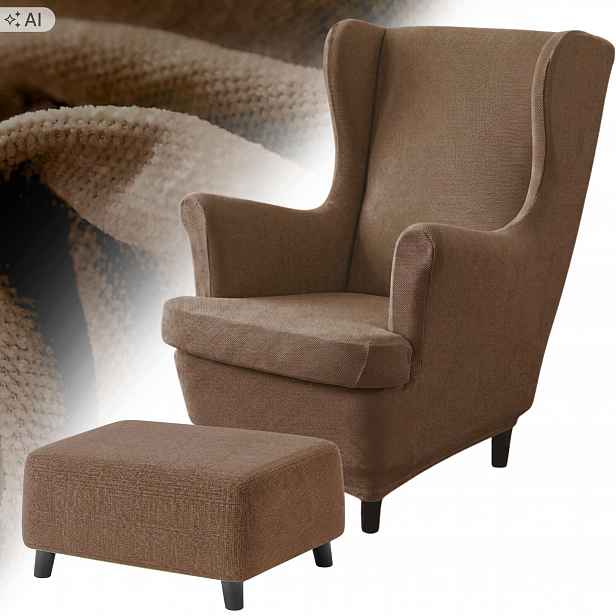 Potah Na Křeslo Ušák Podnožka Taburet Elastický Chenille Šenil Oeko Tex