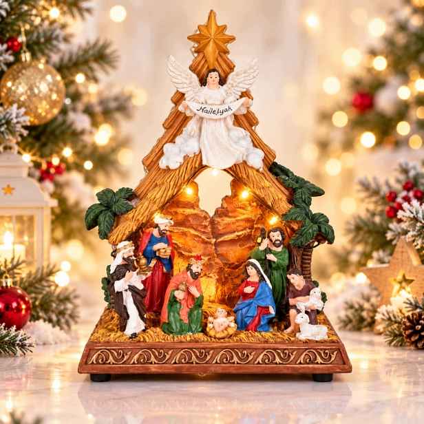 Led Vánoční Betlém 35 CM Vánoční Figurky Usb Baterie Dekorace