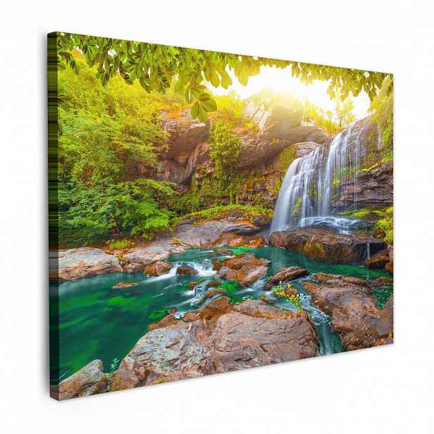 MuchoWow OBRAZ NA PLÁTNĚ Příroda - Vodopád - Rostliny - Stromy - Slunce 40x30 cm