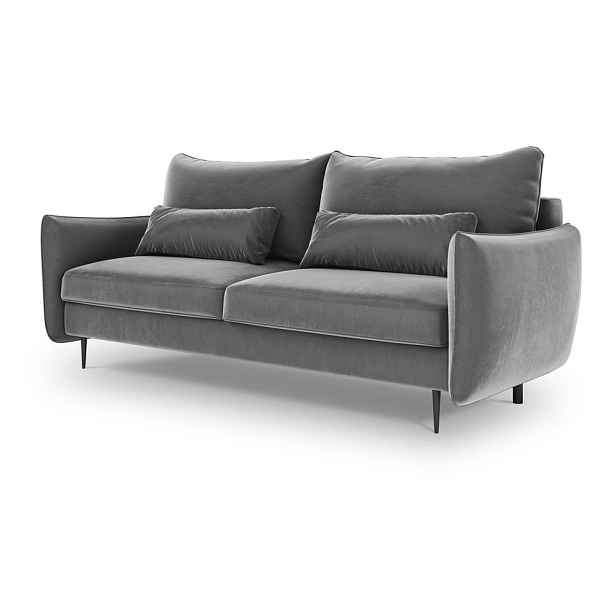 Šedá sametová rozkládací/s úložným prostorem pohovka 222 cm Vermont - II. jakost – Cosmopolitan Design