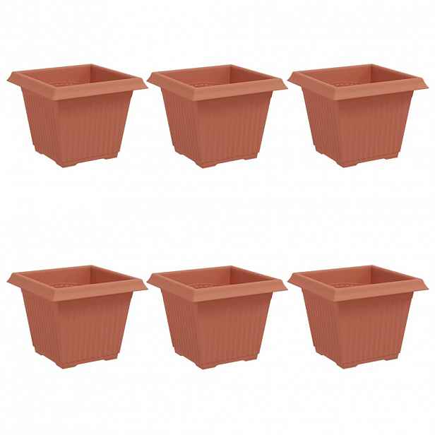 vidaXL Čtvercový květináč 6 ks Cihlově červená 33 x 33 x 26 cm Plast