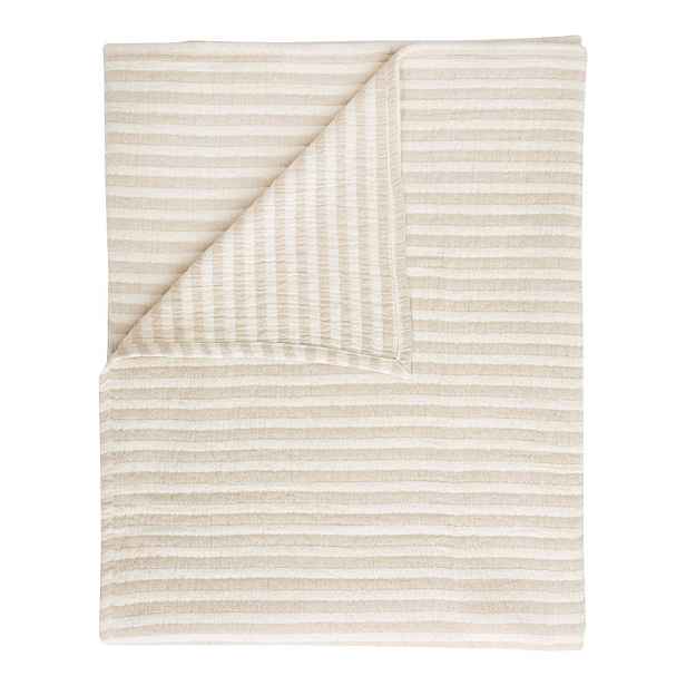 Bavlněná deka v přírodní barvě 150x200 cm Cotton Muslin Stripe – Bianca