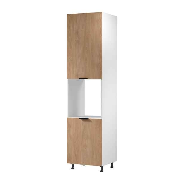Kuchyňská skříň na vestavnou troubu SALERNO - šířka 60 cm, bílá / dub, levé provedení