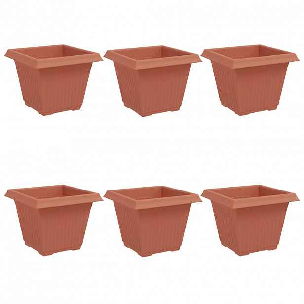 vidaXL Čtvercový květináč 6 ks Cihlově červená 38 x 38 x 30 cm Plast