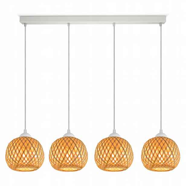 Závěsné Stropní Svítidlo Bambusová pletená Boho přírodní 583-BZ4 Led bílá