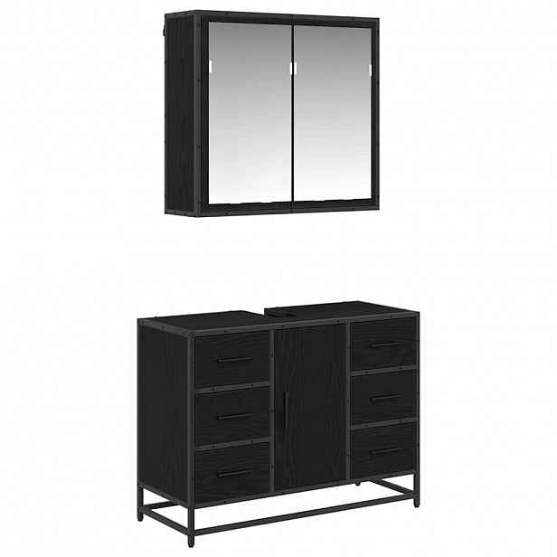 vidaXL Sada koupelnového nábytku 2 ks Černý dub 80 x 33 x 60 cm