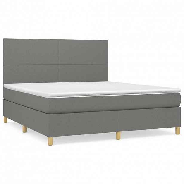 vidaXL Box spring postel s matrací tmavě šedá 180x200 cm textil
