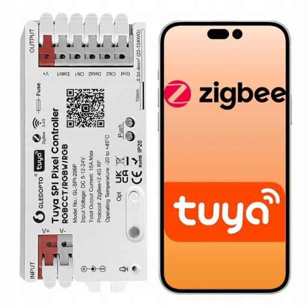 Ovladač pro adresovatelné Led pásky ZigBee Tuya Smart Spi Rgbw Zigbee2MQTT